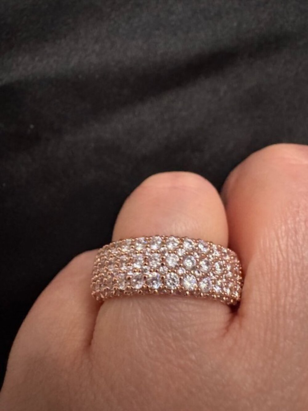 Goldoro Rose Gold Filled Pavé CZ Statement Band Ring Size 8 Sparkly Wide Band